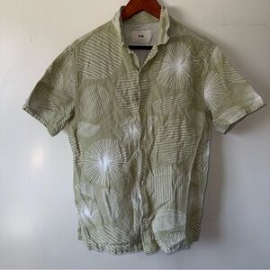 Folk Olive Green Shirt with White Patterns